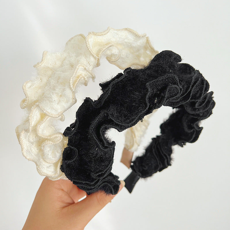 Autumn And Winter Hair Hoops Mink Hair Curl Hair Hoops Simple Plush Female Face Hair Hoops F014
