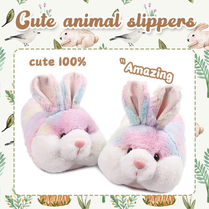 Classic Bunny Slippers for Women Funny Animal Novelty Slippers for Girls Cute Plush Rabbit Bedroom Slippers Easter Gifts