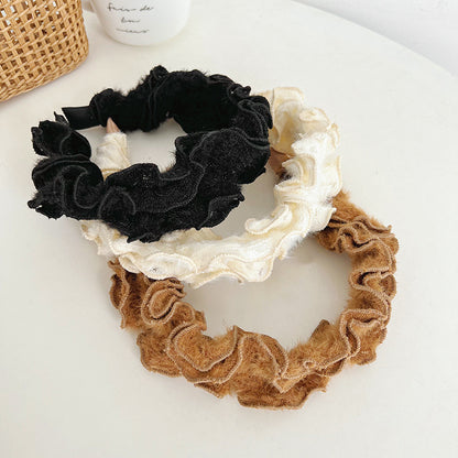 Autumn And Winter Hair Hoops Mink Hair Curl Hair Hoops Simple Plush Female Face Hair Hoops F014