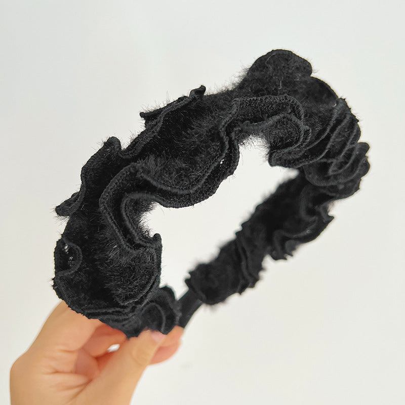 Autumn And Winter Hair Hoops Mink Hair Curl Hair Hoops Simple Plush Female Face Hair Hoops F014